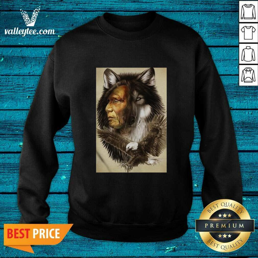 Attractive Native American Indian Wolf Eagle Shirt - Image 5