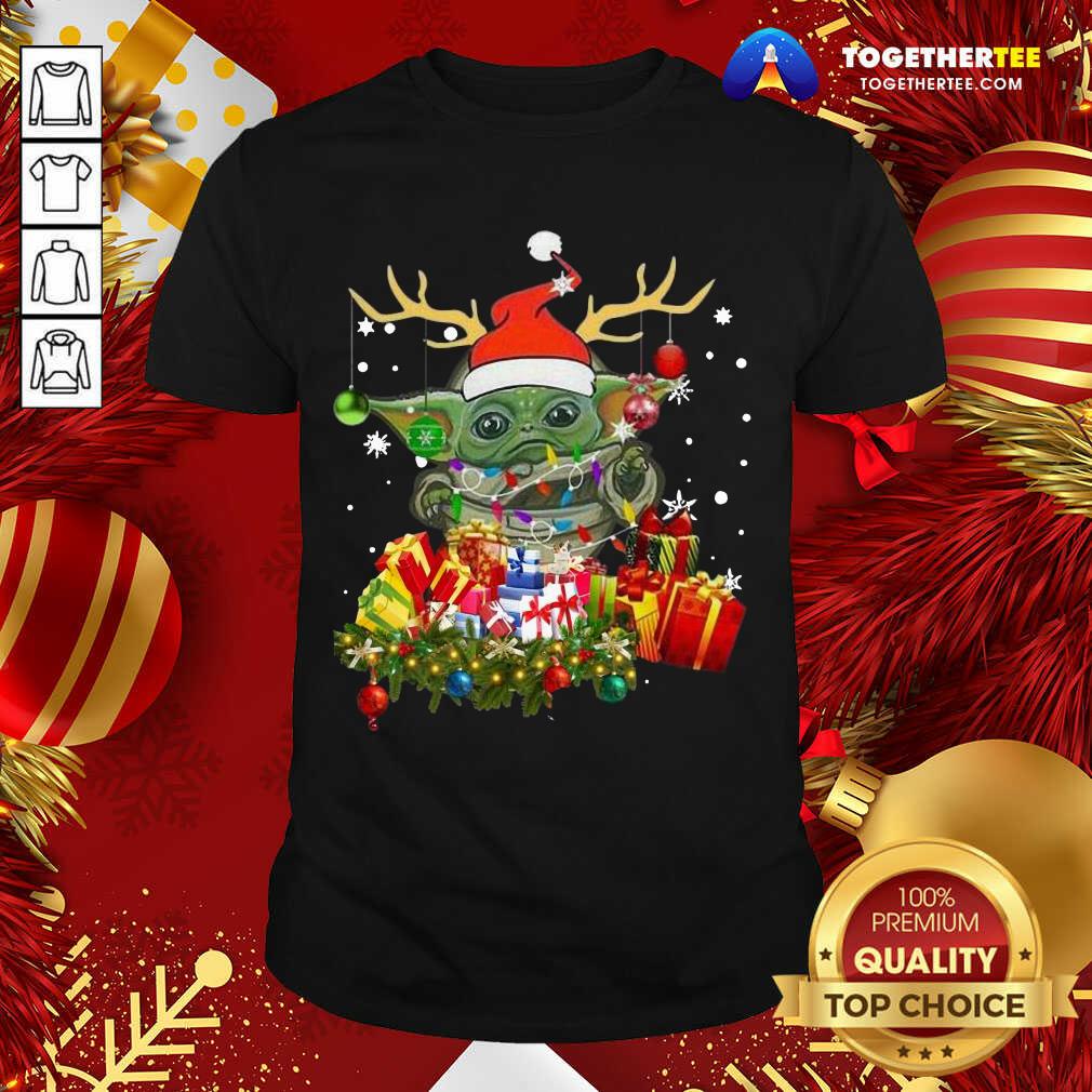 Official Baby Yoda Hat Santa Reindeer Christmas Gift Shirt