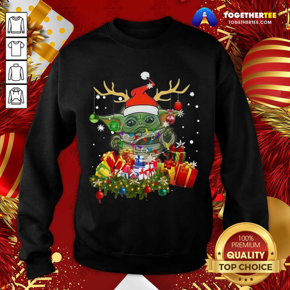 Official Baby Yoda Hat Santa Reindeer Christmas Gift Shirt - Image 4