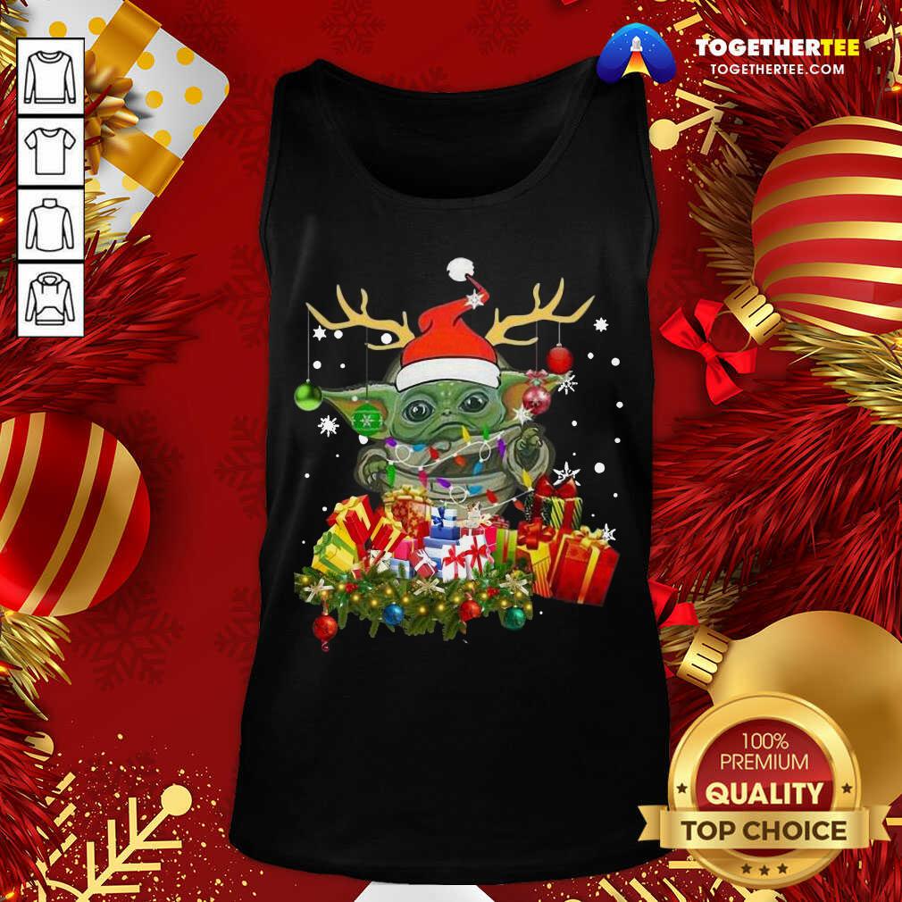 Official Baby Yoda Hat Santa Reindeer Christmas Gift Shirt - Image 3