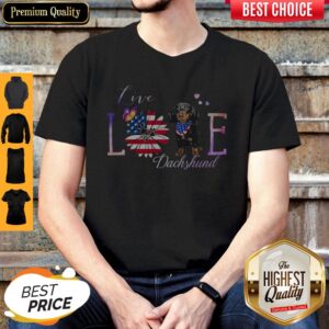 Official Dachshund Live Love Paw Sunflower American Flag Veteran Independence Day Shirt