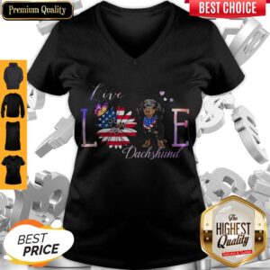 Alternative view of Official Dachshund Live Love Paw Sunflower American Flag Veteran Independence Day Shirt