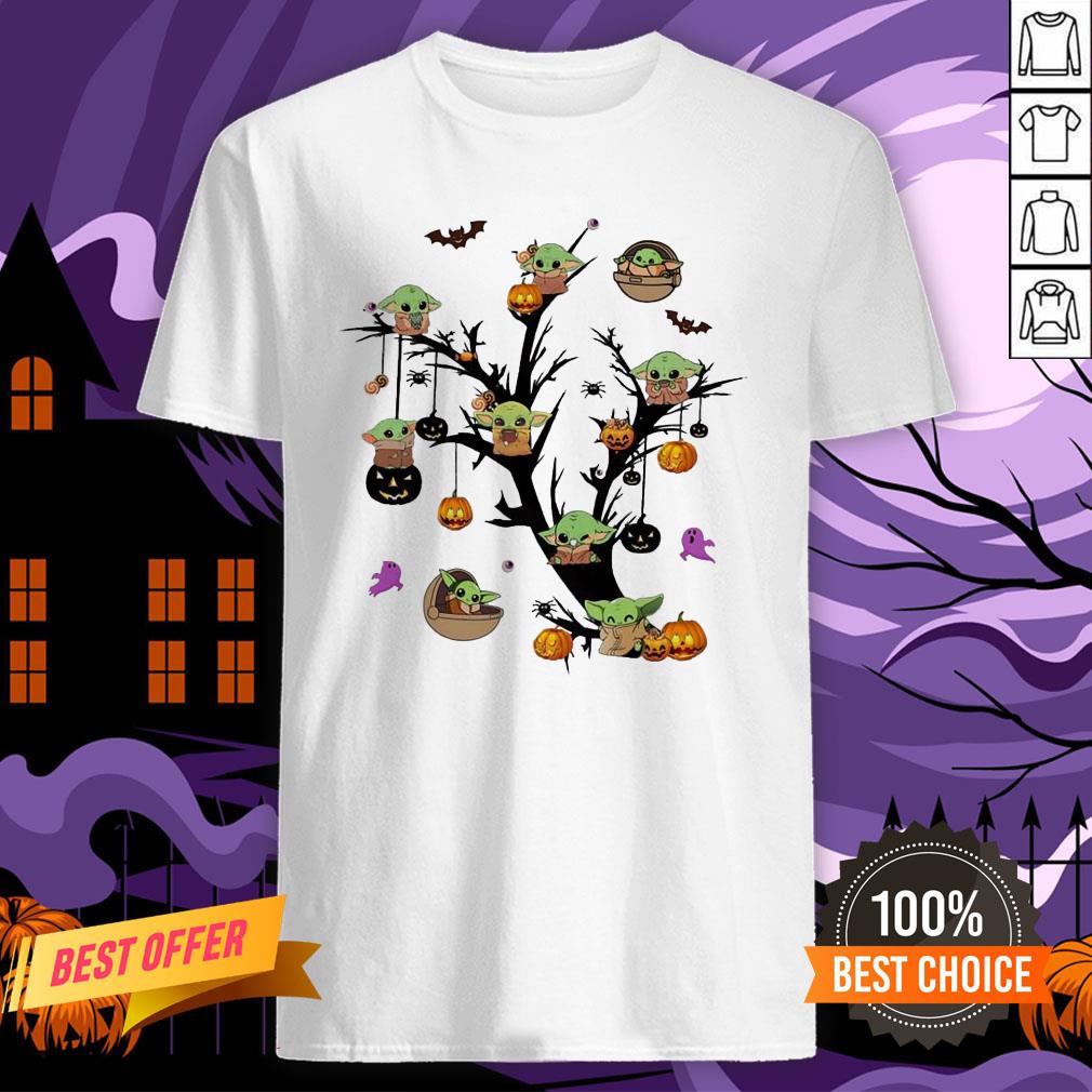 Cute Baby Yoda Halloween Tree Shirt
