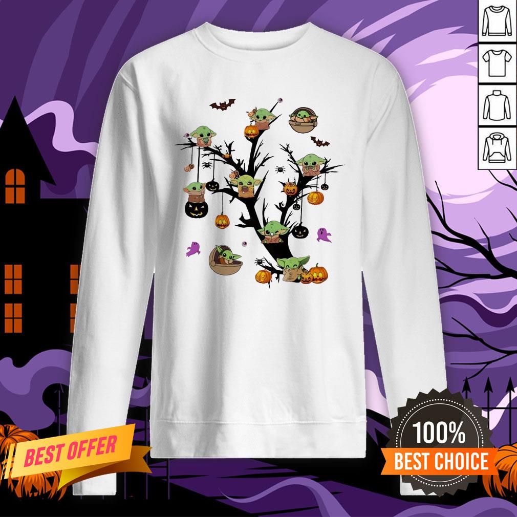 Cute Baby Yoda Halloween Tree Shirt - Image 4