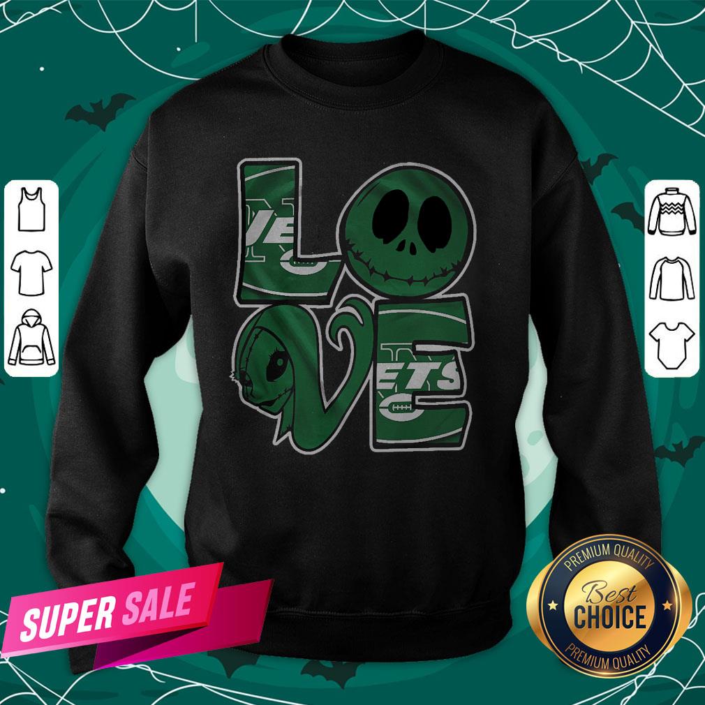 New York Jets Jack Skellington And Sally Love Shirt - Image 4