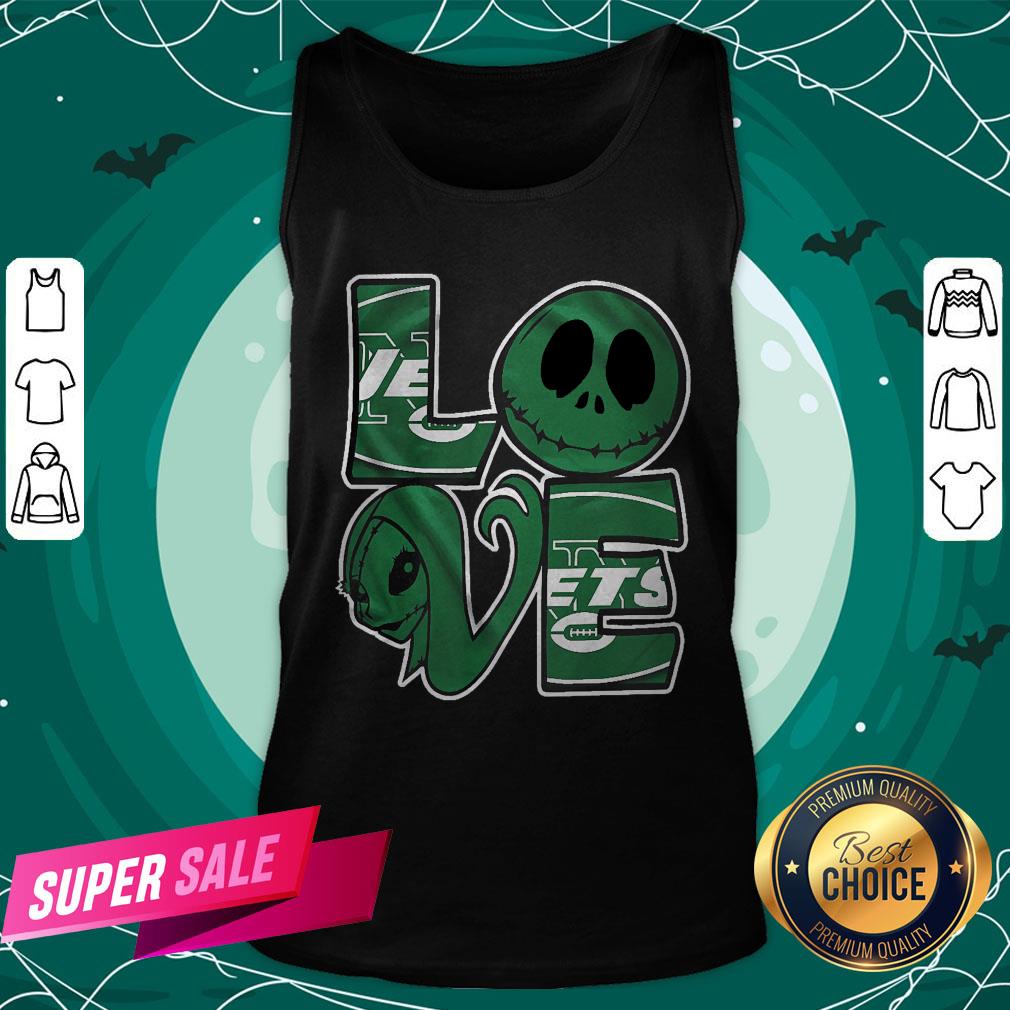 New York Jets Jack Skellington And Sally Love Shirt - Image 3