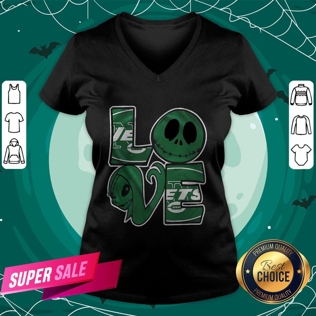 New York Jets Jack Skellington And Sally Love Shirt - Image 2
