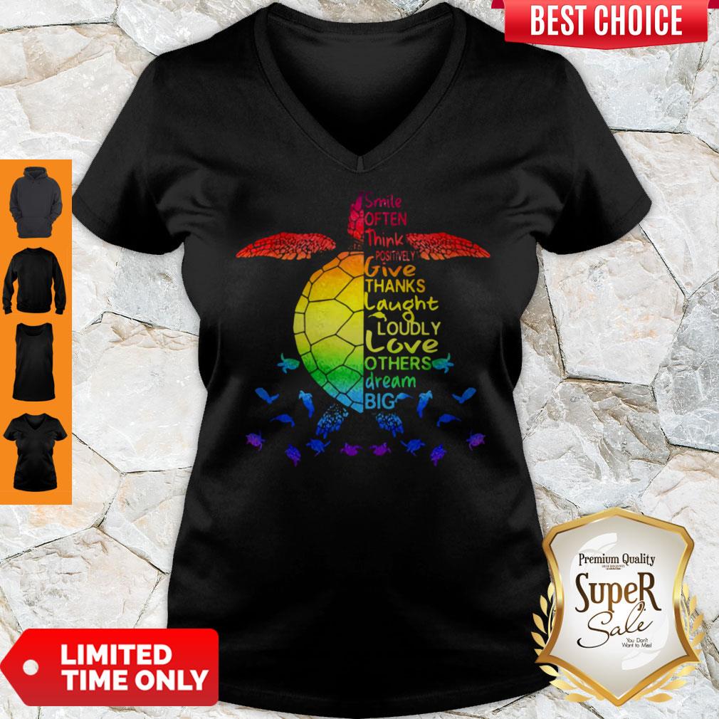 Colorful Smile Often, Think Positively, Give Thanks, Laugh Loudly, Love Others, Dream Big Turtle Ocean Shirt - Image 3