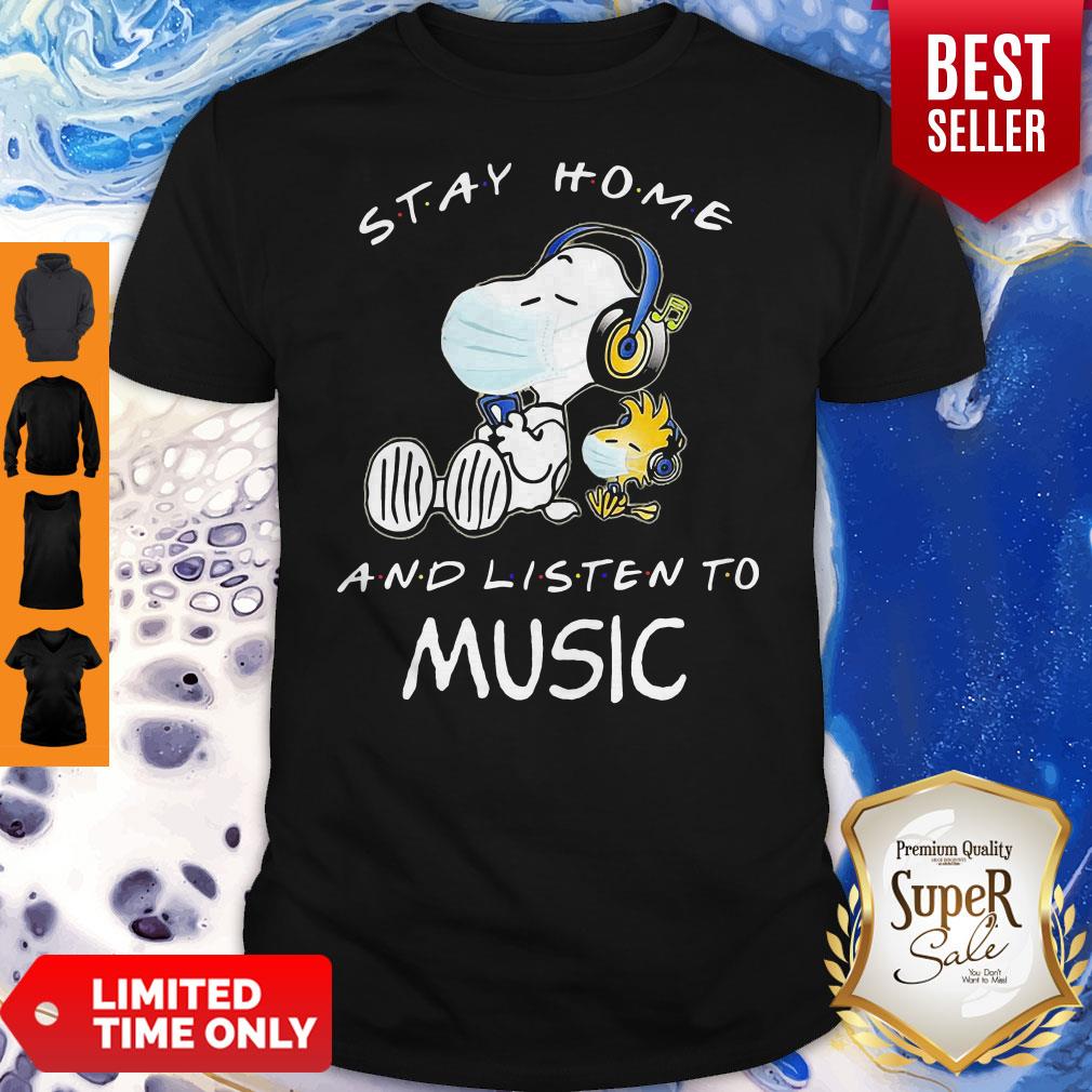 Snoopy Wear Mask Stay Home And Listen To Eric Clapton Covid 19 Shirt