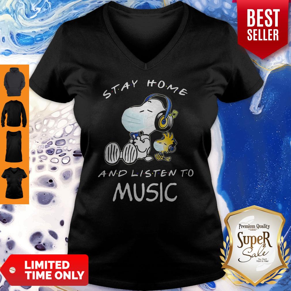 Snoopy Wear Mask Stay Home And Listen To Eric Clapton Covid 19 Shirt - Image 3