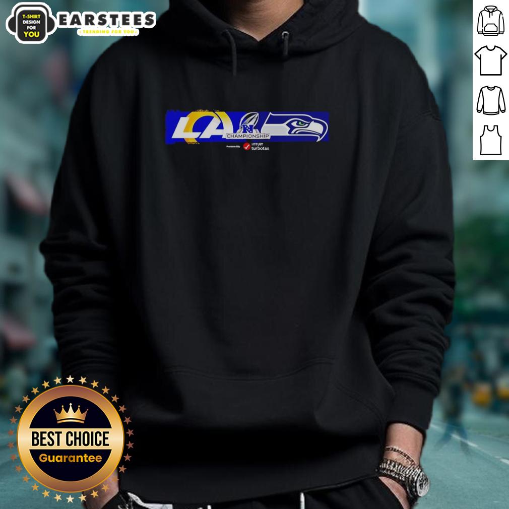 Top NFL NFC Championship 2026 Matchup Los Angeles Rams Vs Seattle Seahawks Logo T-Shirt - Image 2