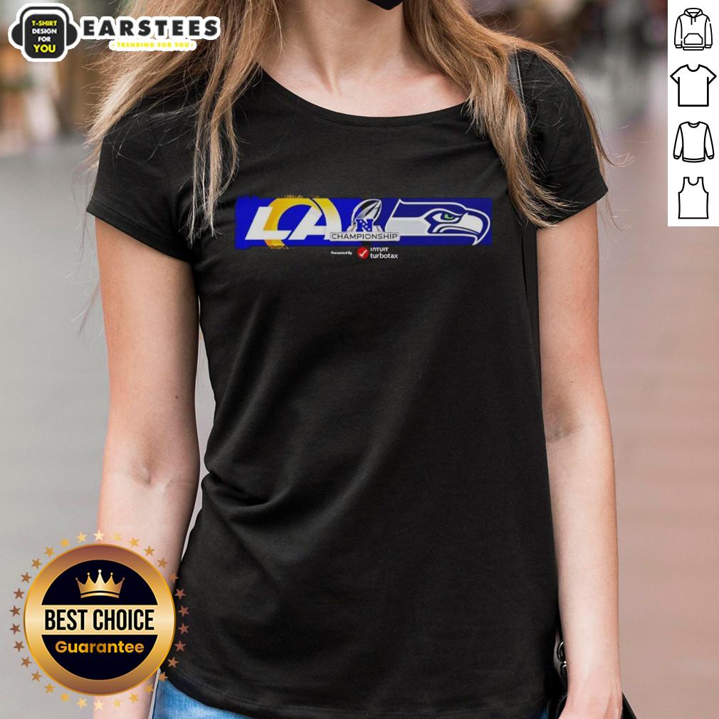 Top NFL NFC Championship 2026 Matchup Los Angeles Rams Vs Seattle Seahawks Logo T-Shirt - Image 3
