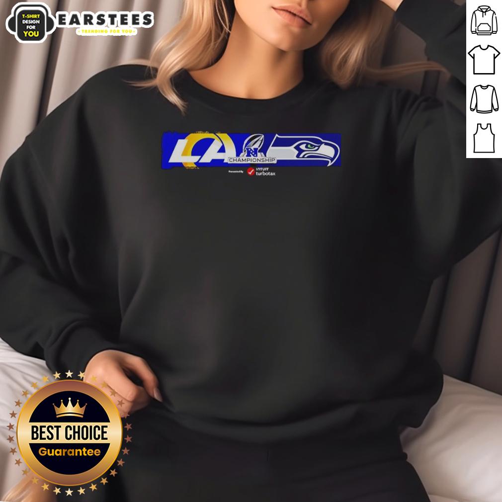 Top NFL NFC Championship 2026 Matchup Los Angeles Rams Vs Seattle Seahawks Logo T-Shirt - Image 5