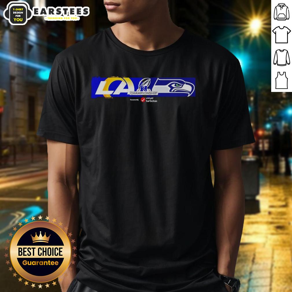 Top NFL NFC Championship 2026 Matchup Los Angeles Rams Vs Seattle Seahawks Logo T-Shirt