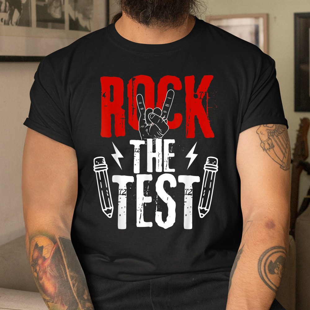 Metal Rock The Test Day Funny Hand Sign Exam Testing Shirt - Image 3