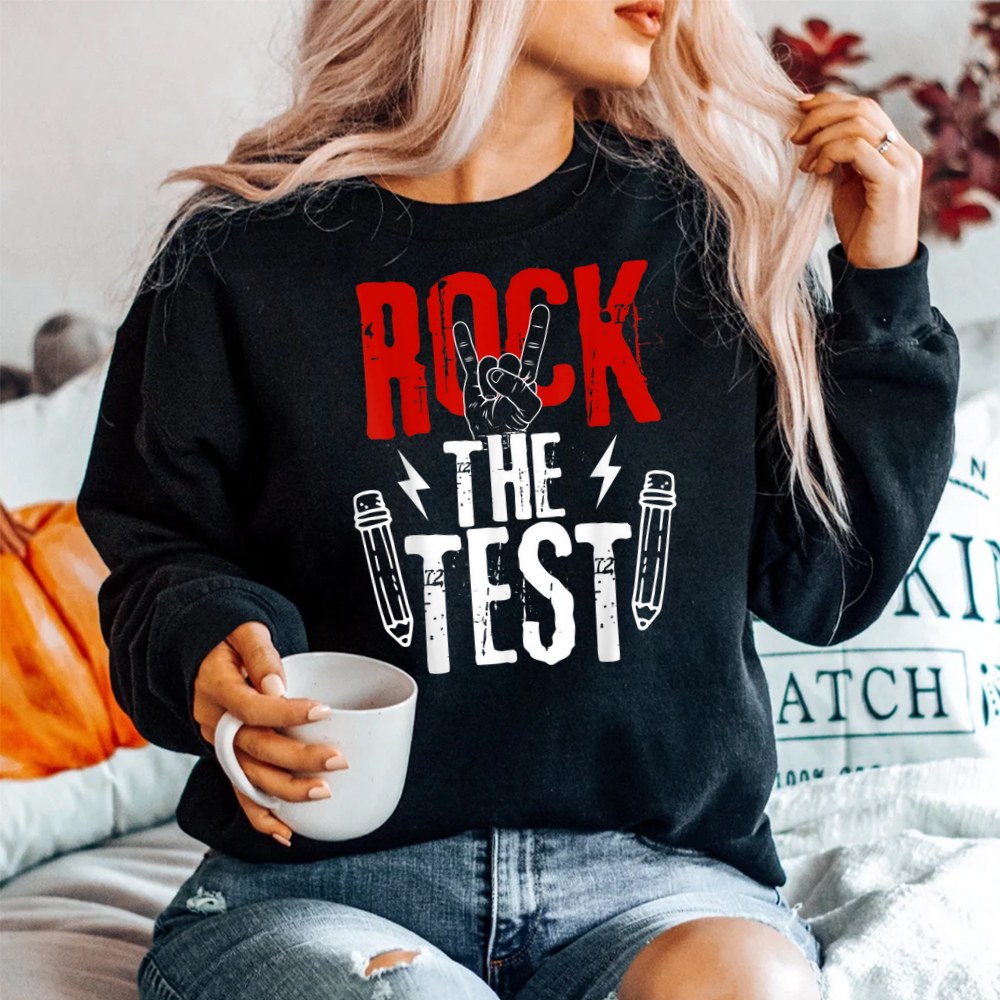 Metal Rock The Test Day Funny Hand Sign Exam Testing Shirt - Image 2