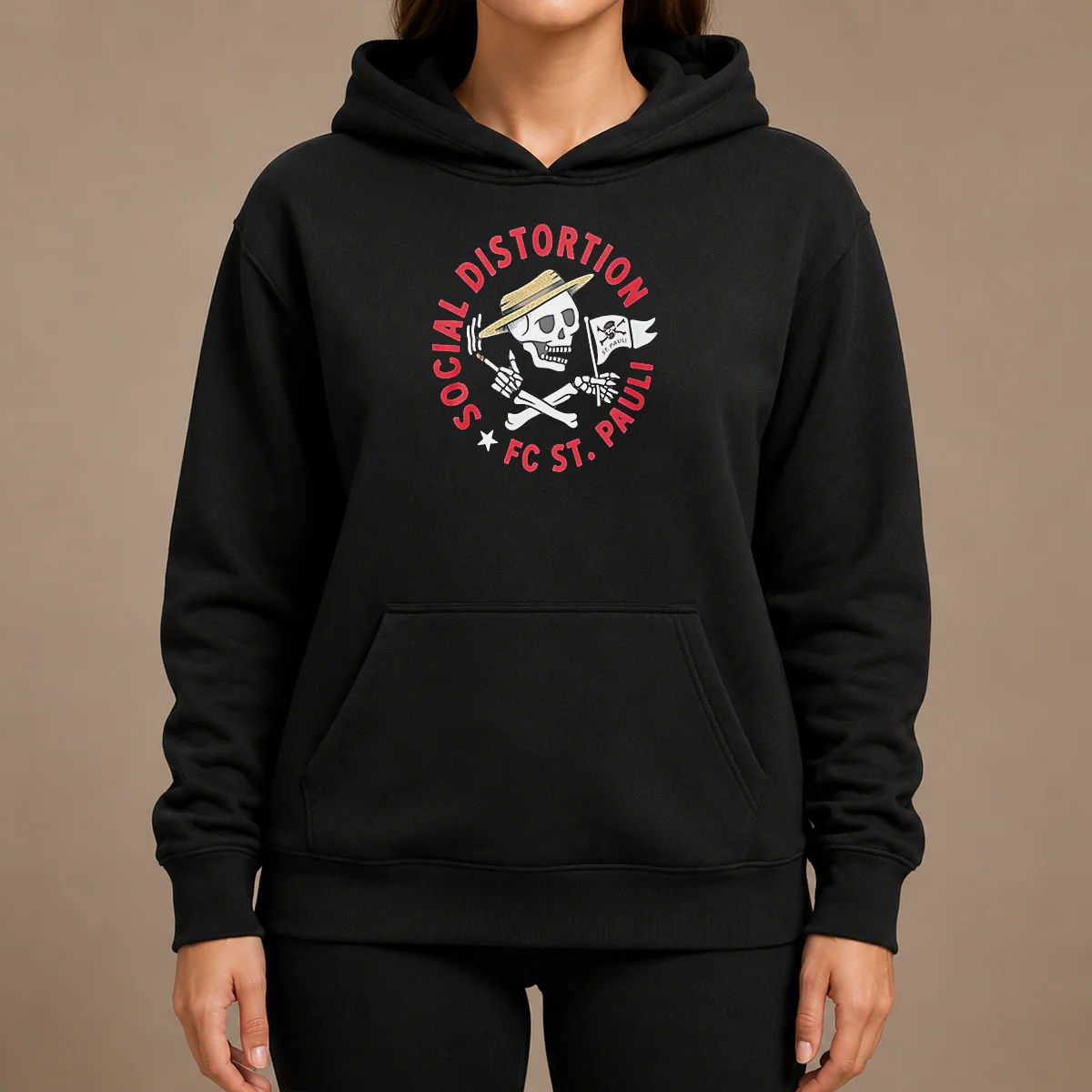 Top Premium Social Distortion FC St Pauli Skull With Straw Hat And Flag Shirt - Image 5