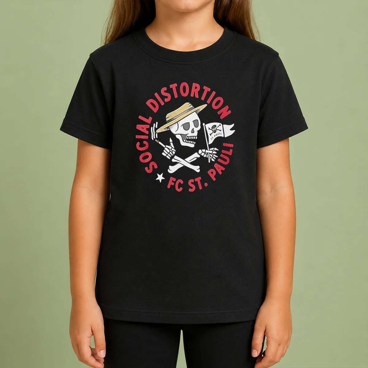 Top Premium Social Distortion FC St Pauli Skull With Straw Hat And Flag Shirt - Image 9