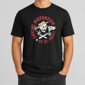 Top Premium Social Distortion FC St Pauli Skull With Straw Hat And Flag Shirt