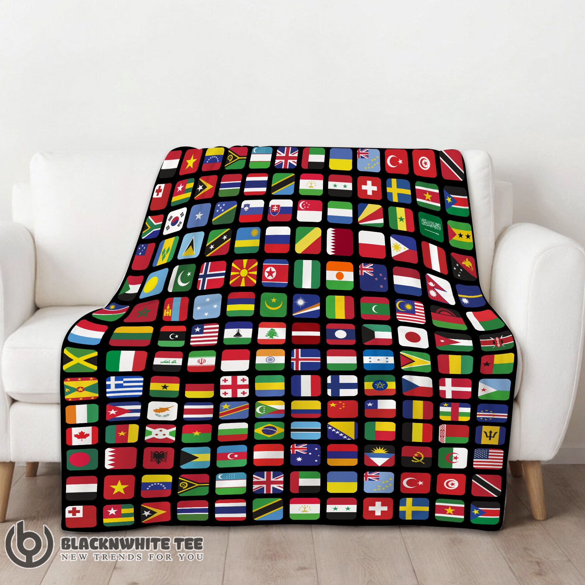Awesome Perfect World Flags Grid Colorful International Countries Flag Blanket Fleece Blanket - Image 2