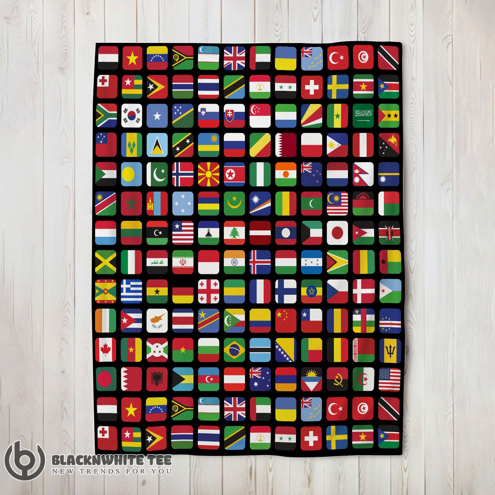 Awesome Perfect World Flags Grid Colorful International Countries Flag Blanket Fleece Blanket