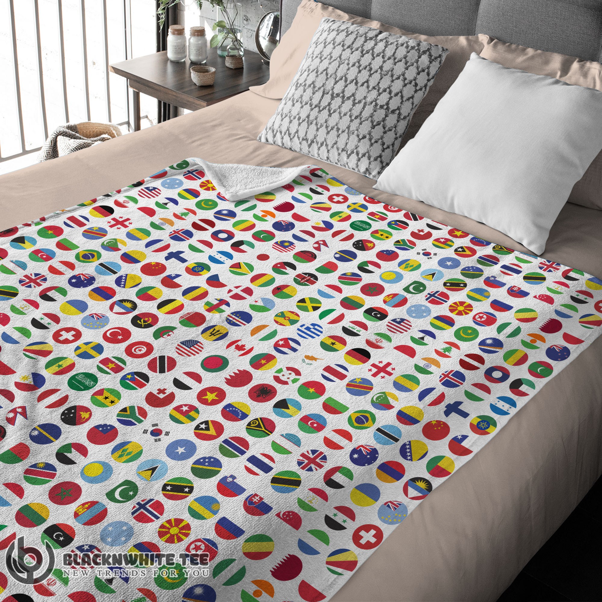 Awesome Perfect World Flags International Flags Collage Blanket Fleece Blanket - Image 3