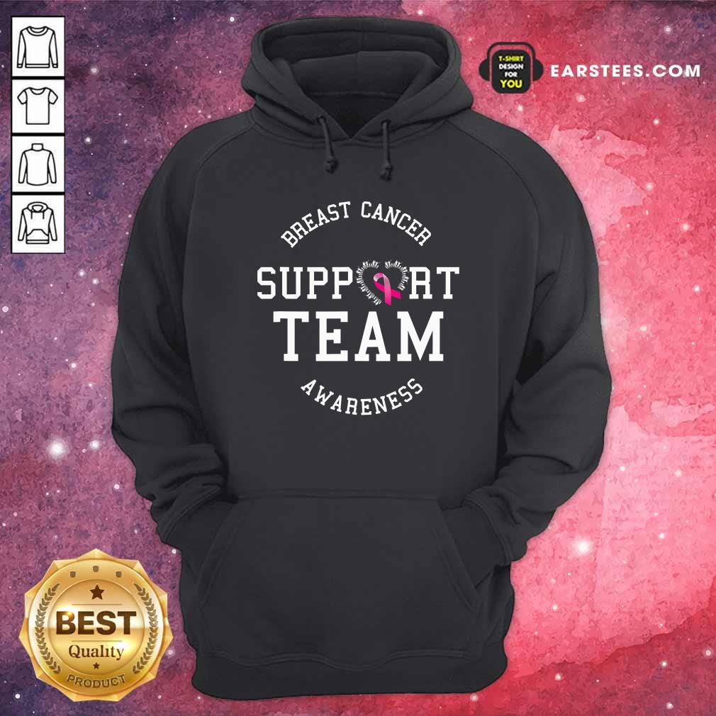 Hot Breast Cancer Support Team Awareness Ribbon Pink Shirt - Image 2