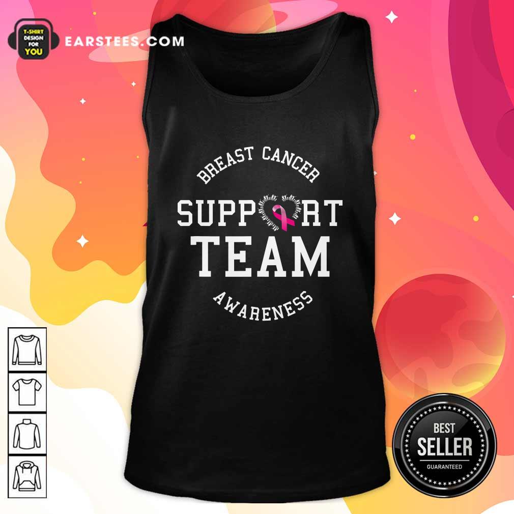 Hot Breast Cancer Support Team Awareness Ribbon Pink Shirt - Image 4