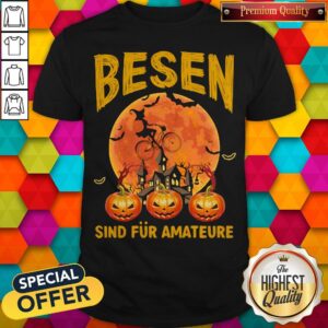 Besen Sind Fur Amateure Lady Pumpkin Sunset Halloween Shirt