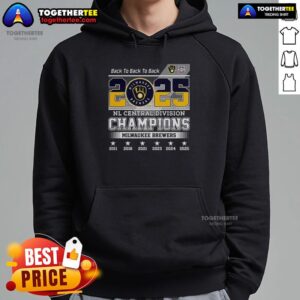 Alternative view of Hot Milwaukee Brewers NL Central Division Champions 2025 Back To Back To Back T-Shirt