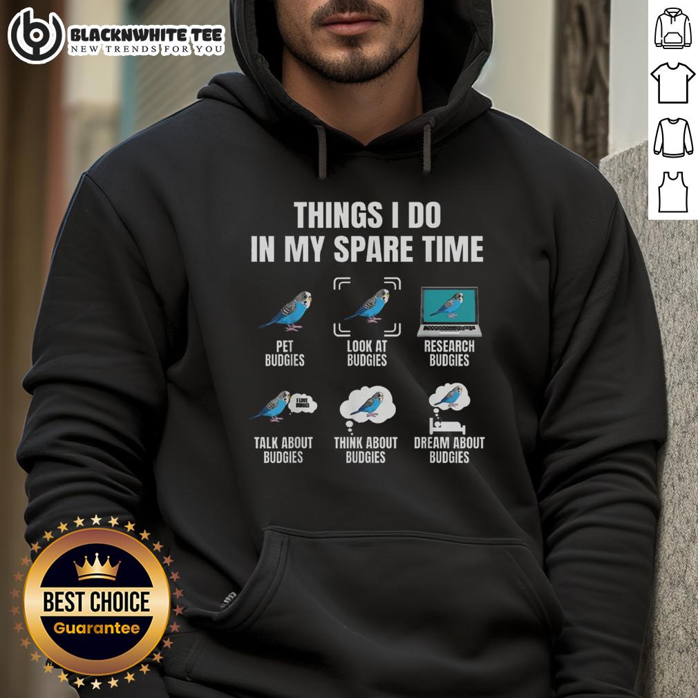 Official Things I Do In My Spare Time Budgie Parakeet Bird Lover T-Shirt - Image 2