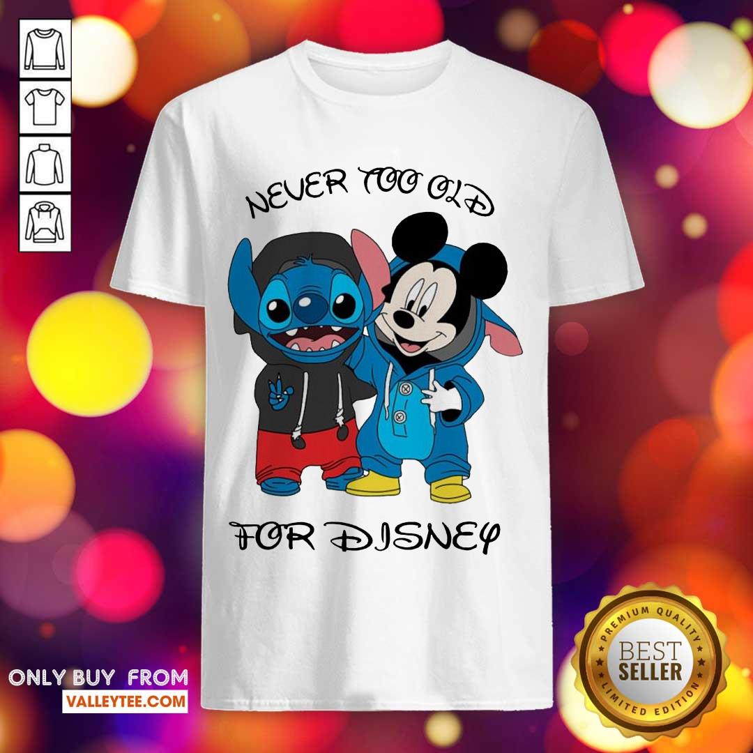 Cool Stitch And Mickey Mouse Never Too Old For Disney Shirt