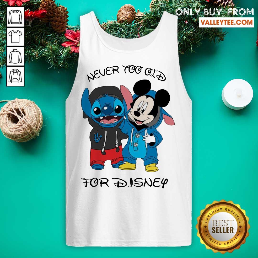 Cool Stitch And Mickey Mouse Never Too Old For Disney Shirt - Image 4