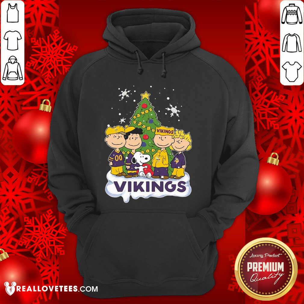 Cute Snoopy The Peanuts Minnesota Vikings Christmas Tree Pine Shirt - Image 4