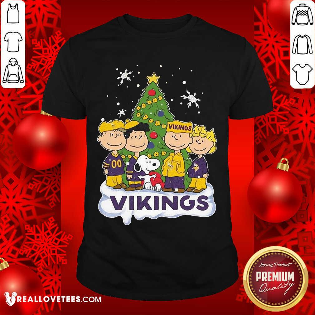 Cute Snoopy The Peanuts Minnesota Vikings Christmas Tree Pine Shirt