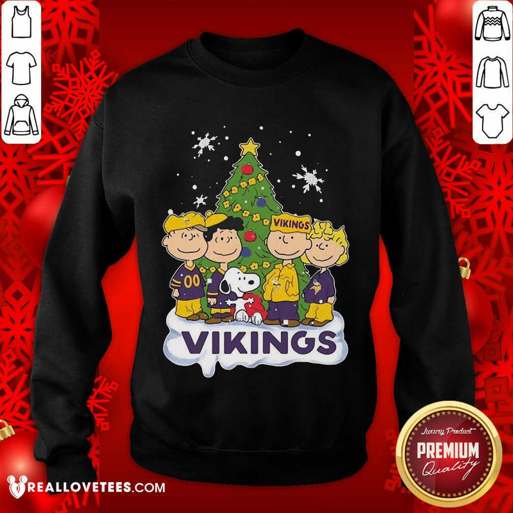 Cute Snoopy The Peanuts Minnesota Vikings Christmas Tree Pine Shirt - Image 3