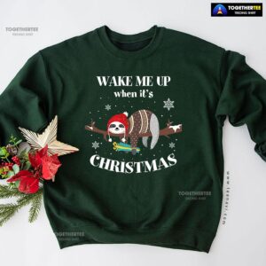 Alternative view of Wake Me Up When It’s Christmas Sloth Sweatshirt