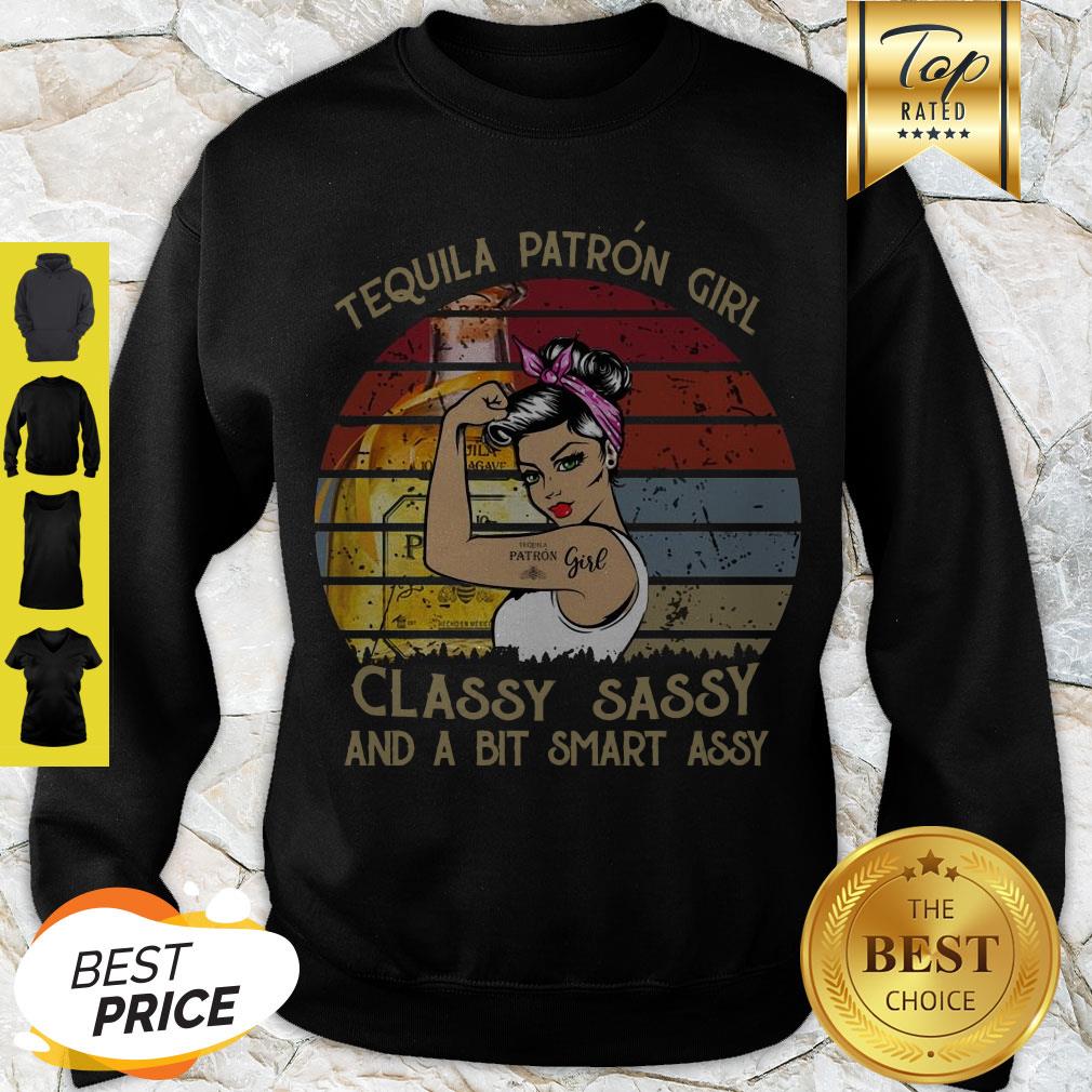 Premium Tequila Patron Girl Classy Sassy And A Bit Smart Assy Vintage Shirt - Image 2