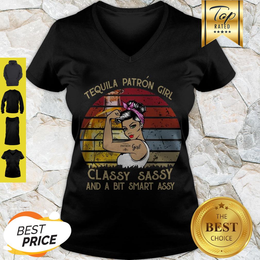 Premium Tequila Patron Girl Classy Sassy And A Bit Smart Assy Vintage Shirt - Image 5