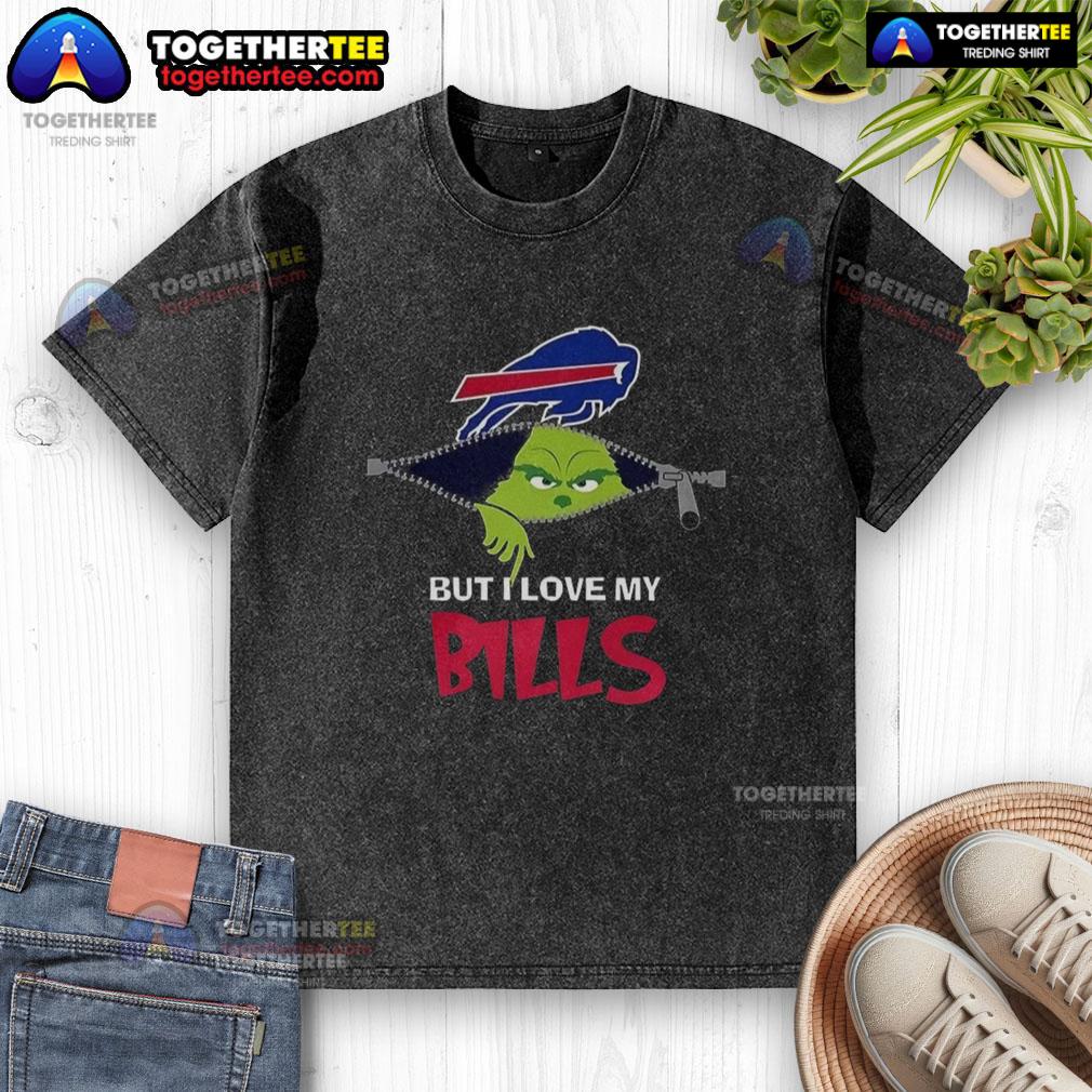 Nice Grinch Zipper I Hate People But I Love My Buffalo Bills Football Christmas T-Shirt - Image 6