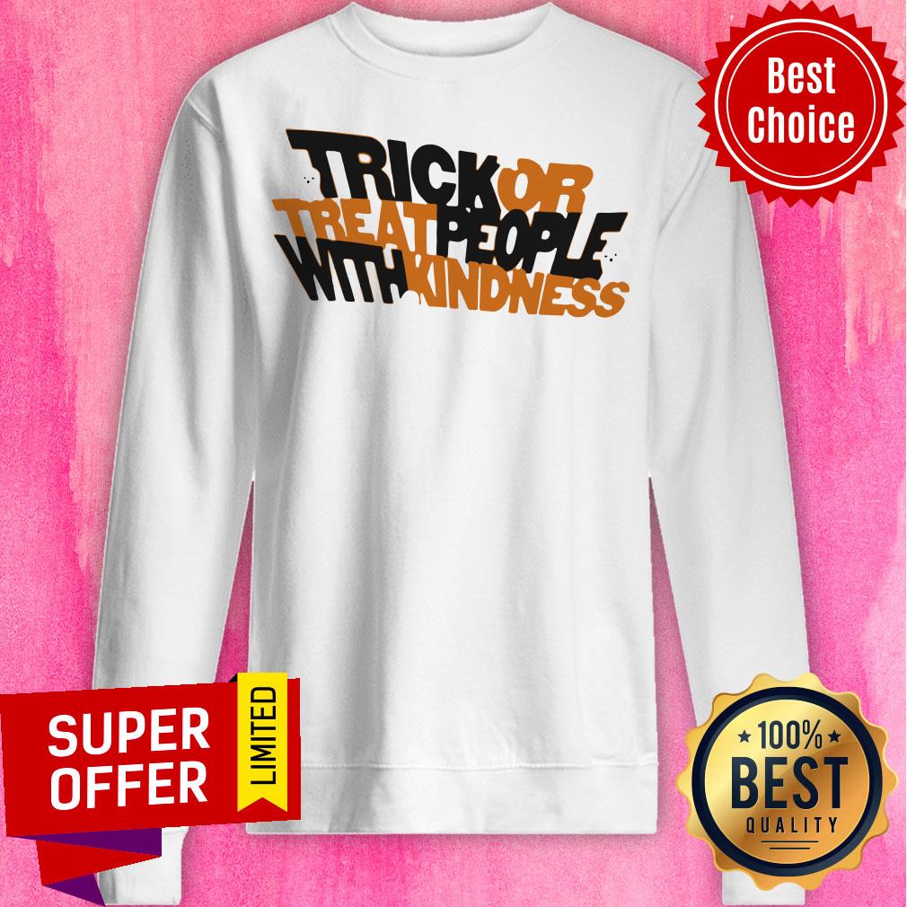 Funny Trick Or Treat People With Kindness Ghost Halloween Shirt - Image 2