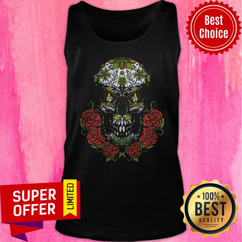 Nice Sugar Skull In Flower Day Of Dead Dia De Muertos Shirt - Image 4