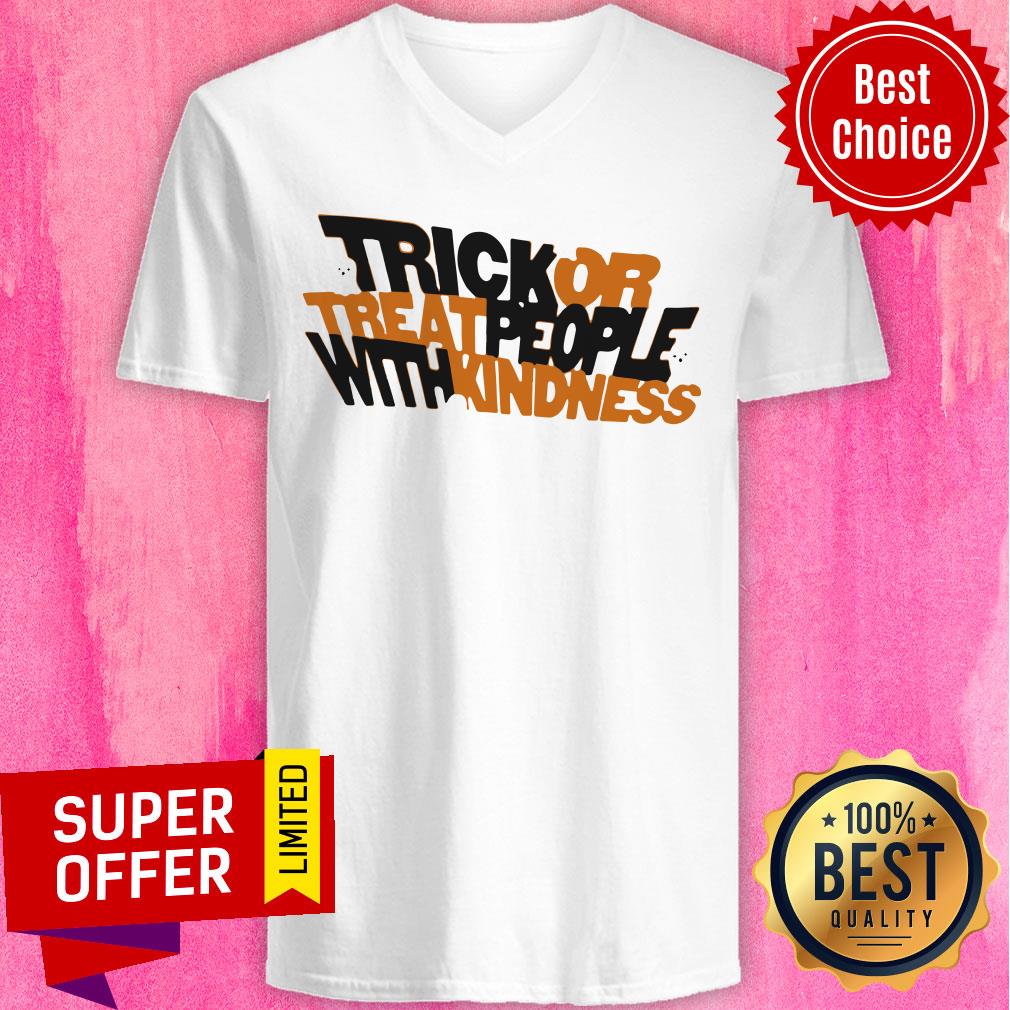 Funny Trick Or Treat People With Kindness Ghost Halloween Shirt - Image 4