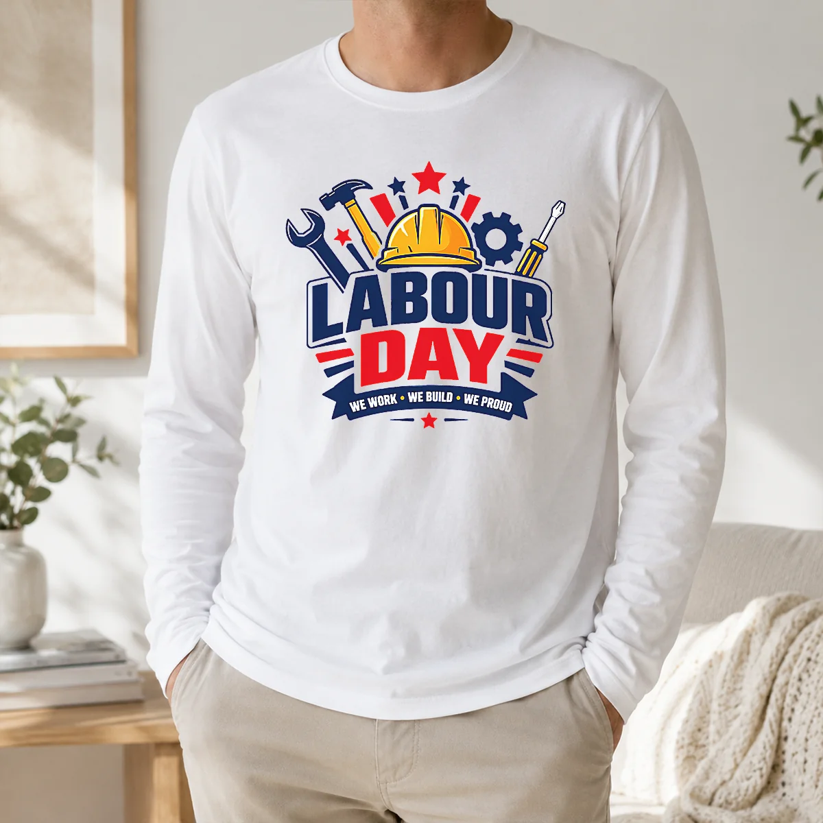 Happy Good Labour Day We Work Build Proud Multi Tool Badge Shirt - Image 5