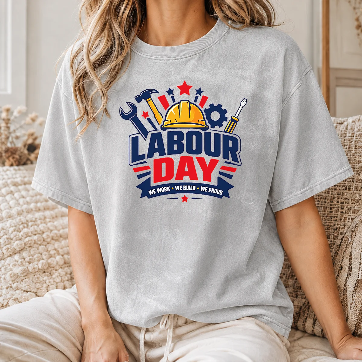 Happy Good Labour Day We Work Build Proud Multi Tool Badge Shirt - Image 8