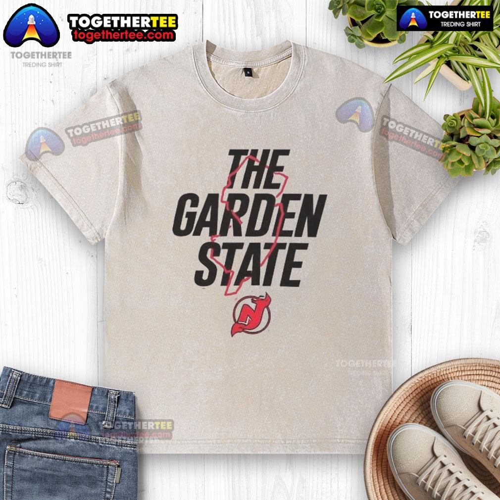 Top New Jersey Devils The Garden State Outline T-Shirt - Image 6