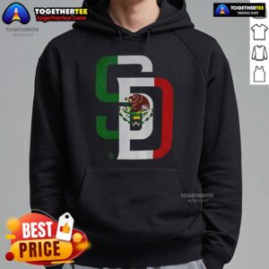 Alternative view of Official San Diego Padres MLB Baseball Mexican Flag Logo T-Shirt