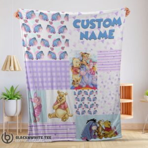 Perfect Cute Disney Winnie The Pooh Friends Collage Poster Blanket Fleece Customized Blanket
