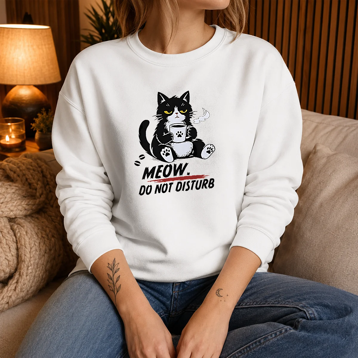 Official Meow Do Not Disturb Grumpy Cat With Coffee Shirt - Image 5