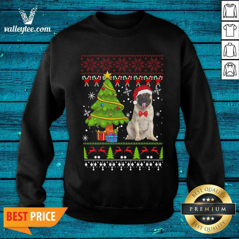 Premium Pug Santa Ugly Merry Christmas Tree Shirt - Image 2